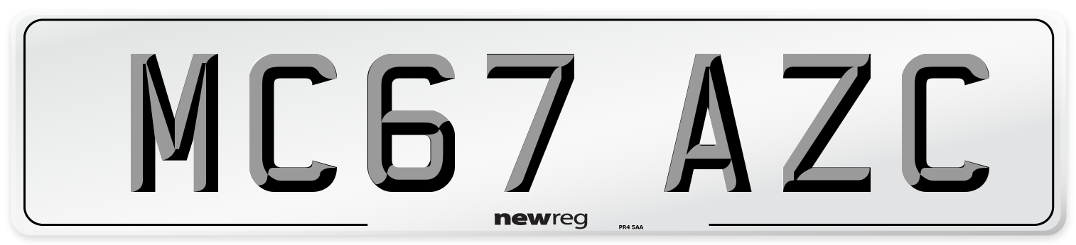 MC67 AZC Number Plate from New Reg
